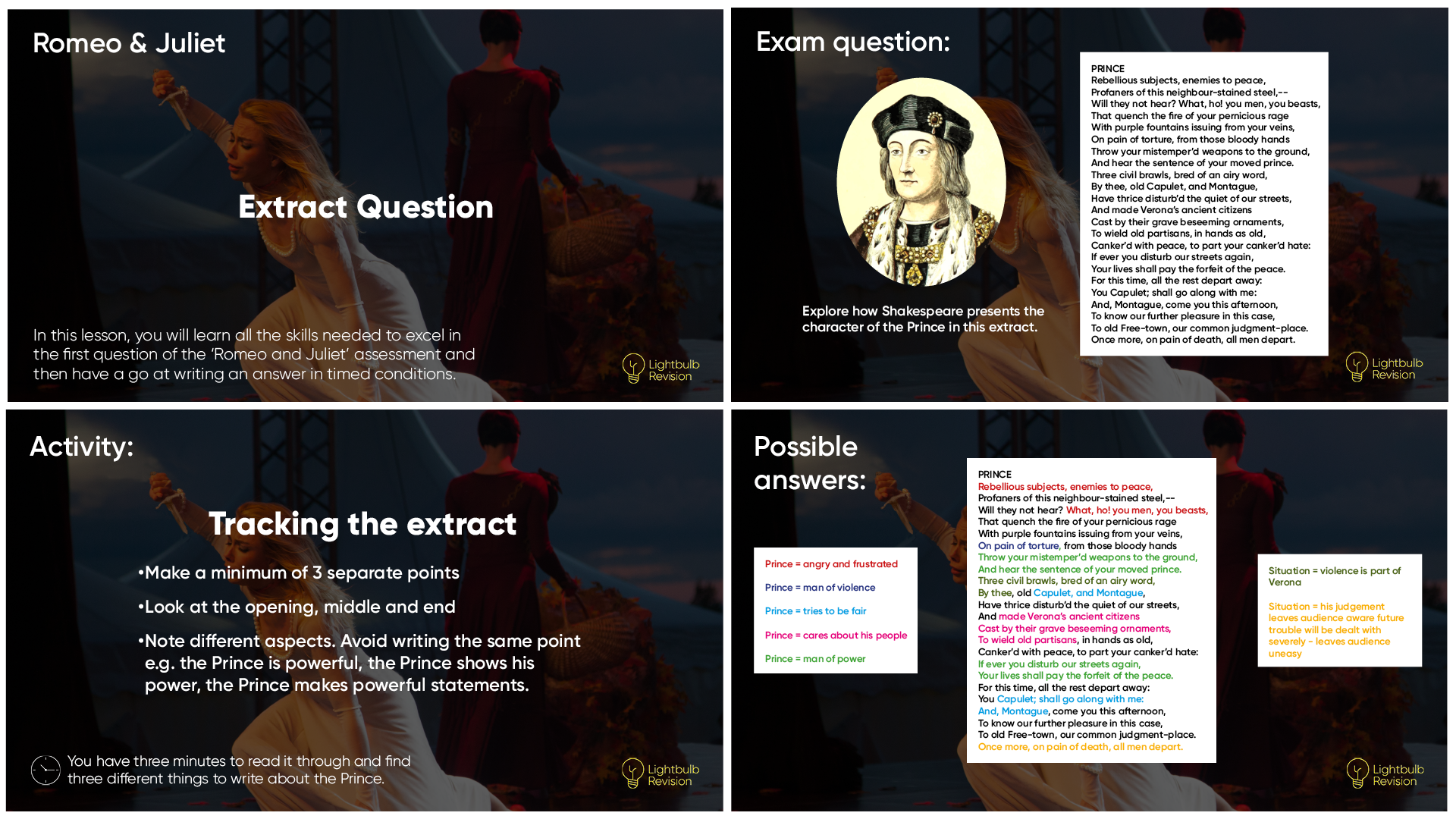 Romeo and Juliet Extract Question Lesson Lightbulbrevision